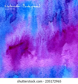 vector illustration hand drawn abstract liquid watercolor blue and purple background
