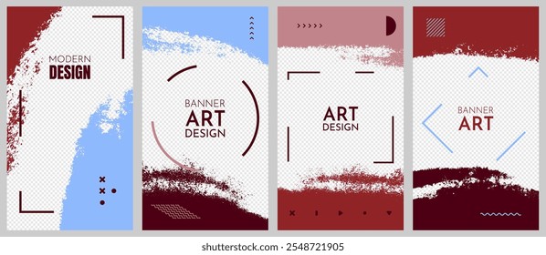 Vector illustration. Hand drawn abstract overlay set. Ink brush strokes border set. Graffiti paint messy splatter. Element for design flyer, voucher, coupon, wallpaper, vertical photo frame, stories