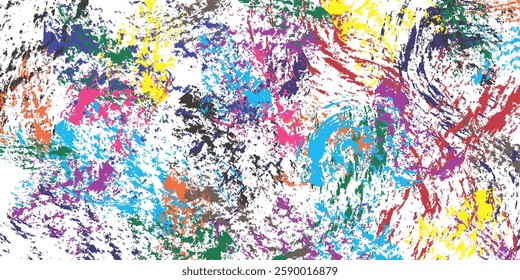 Vector illustration. Hand drawn abstract color frame set with geometric elements. Ink brush strokes mess with halftone dots. Design for social media template,