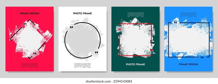 Vector illustration. Hand drawn abstract color frame set. Ink brush strokes mess. Design for poster, invitation, gift card, coupon, book cover, photography overlay, web banner. Paint splatter - Powered by Shutterstock - Get 15% off with code: PIKWIZARD15