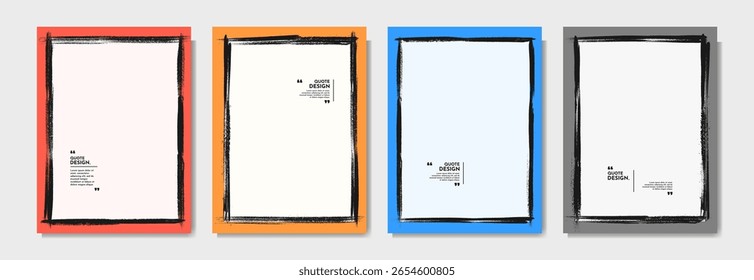 Ilustración vectorial. Conjunto de marco abstracto dibujado a mano. Borde de trazos de pincel de tinta. Diseño para cartel, invitación, Tarjeta de regalo, Cupón, portada de libro o revista, cuaderno. Colección de fondo vintage retro