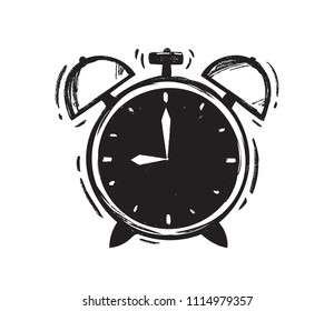 Vector illustration:  Hand drawn Alarm Clock on white background