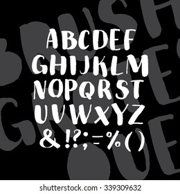Vector illustration Hand drawn alphabet written with brush pen.