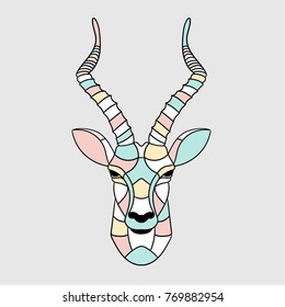 Vector illustration hand drawn. Antelope