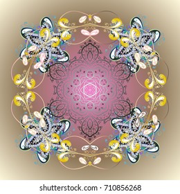 Vector illustration. Hand drawn antistress snowflake. Winter coloring pages for adult art therapy. Template for cover, poster, t-shirt or tattoo.