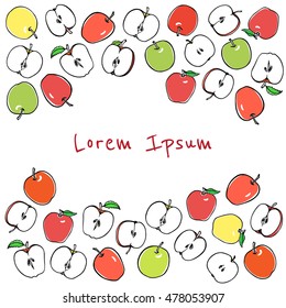 Vector illustration of hand drawn apples. Vegetarian, healthy food illustration. Beautiful design elements.