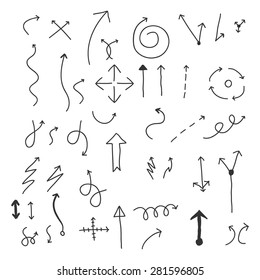 Vector illustration hand drawn arrows.