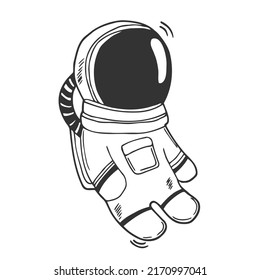 Vector Illustration of a Hand Drawn Astronaut Doodle