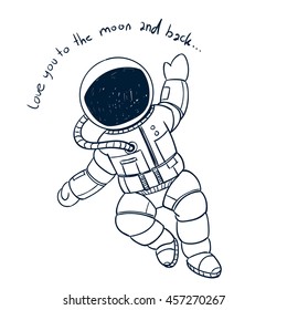 Vector Illustration of a Hand Drawn Astronaut Doodle