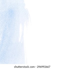 Vector illustration of hand drawn baby blue calm watercolor background - gentle brush paint stroke on white