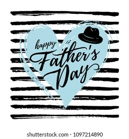 Vector illustration, hand drawn background and Happy Father's day text. Fathers day card design.