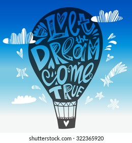 Vector illustration of hand drawn balloon and lettering.

