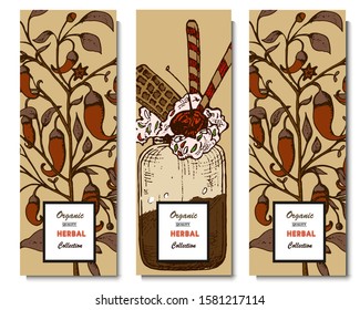 Vector illustration. Hand drawn banner. Branch, dessert