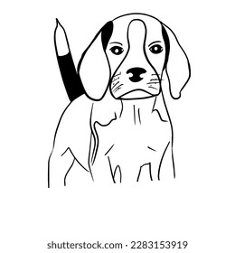 Vector illustration hand drawn beagle puppy, line art