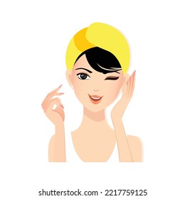 Vector Illustration of Hand drawn beautiful young woman face makeup sketch