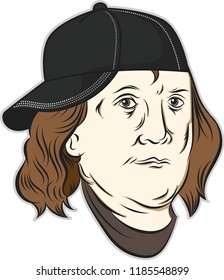 Vector illustration hand drawn. Benjamin Franklin hip hop style for print design