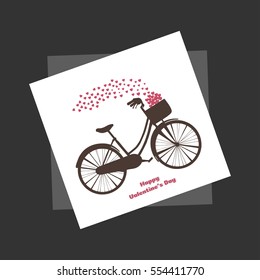 Vector illustration of a hand drawn bicycle. Happy Valentine's day card.