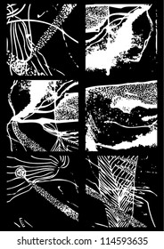 Vector illustration of hand drawn black & white abstract elements.