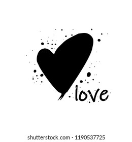 Vector illustration of hand drawn black heart