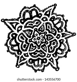 Vector illustration of hand drawn black & white lace background.