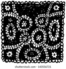 Vector illustration of hand drawn black & white lace background.