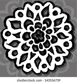 Vector illustration of hand drawn black & white lace background.