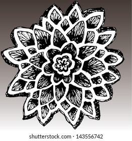 Vector illustration of hand drawn black & white lace background.