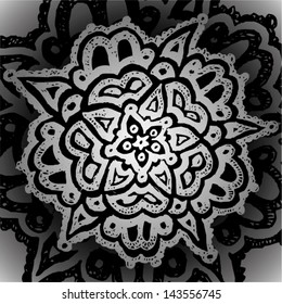 Vector illustration of hand drawn black & white lace background.