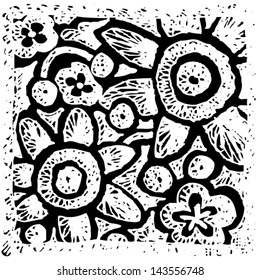 Vector illustration of hand drawn black & white lace background.