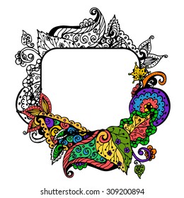 Vector illustration hand drawn black floral doodles on a white background.