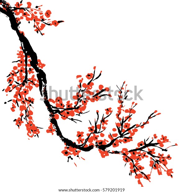 Vector Illustration Hand Drawn Blooming Sakura Stock Vector (royalty 