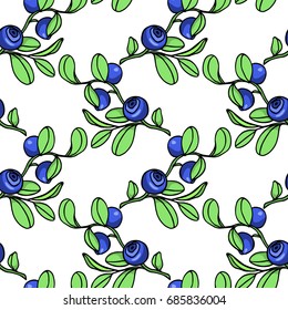 Vector illustration of hand drawn blueberry twig. Beautiful floral design elements, ink drawing