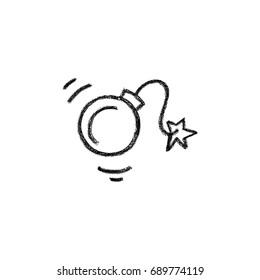 Vector illustration, hand drawn bomb icon. 