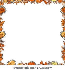 Vector illustration. Hand drawn vector border frame doodles. Seamless.