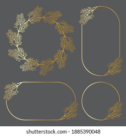 Vector Illustration of Hand Drawn Botanical Frame Border Background Template, Wreath, Circle, Portrait and Landscape Banner for Wedding, Greeting, Menu, Card, and others