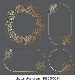 Ilustración vectorial de la plantilla de fondo de borde de marco botánico dibujado a mano, correa, círculo, retrato y paisaje para bodas, saludo, menú, tarjeta y otros