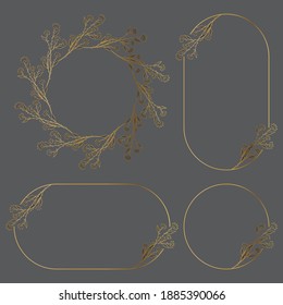 Vector Illustration of Hand Drawn Botanical Frame Border Background Template, Wreath, Circle, Portrait and Landscape Banner for Wedding, Greeting, Menu, Card, and others