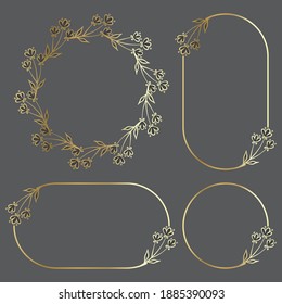 Ilustración vectorial de la plantilla de fondo de borde de marco botánico dibujado a mano, correa, círculo, retrato y paisaje para bodas, saludo, menú, tarjeta y otros