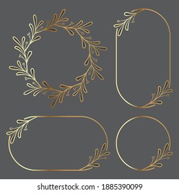 Vektorgrafik von handgezeichneten Botanischen Rahmenbordhintergründen, Kranz-, Kreislauf-, Porträt- und Landschaftsbannern für Hochzeit, Gruß, Menü, Karte und andere