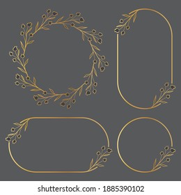Ilustración vectorial de la plantilla de fondo de borde de marco botánico dibujado a mano, correa, círculo, retrato y paisaje para bodas, saludo, menú, tarjeta y otros