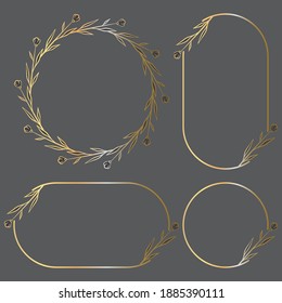 Vector Illustration of Hand Drawn Botanical Frame Border Background Template, Wreath, Circle, Portrait and Landscape Banner for Wedding, Greeting, Menu, Card, and others
