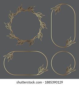 Vector Illustration of Hand Drawn Botanical Frame Border Background Template, Wreath, Circle, Portrait and Landscape Banner for Wedding, Greeting, Menu, Card, and others