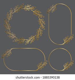 Ilustración vectorial de la plantilla de fondo de borde de marco botánico dibujado a mano, correa, círculo, retrato y paisaje para bodas, saludo, menú, tarjeta y otros