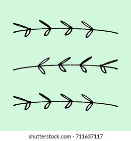Vector illustration, hand drawn branches. Print, elements for design and other.
