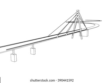 Vector illustration Hand drawn bridge on the sea 3