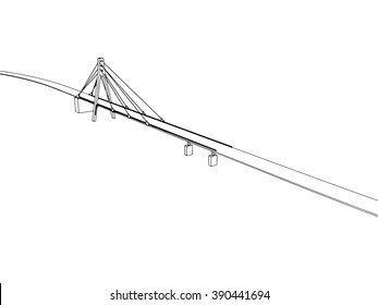 Vector illustration Hand drawn bridge on the sea 1