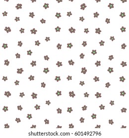 Vector illustration. Hand drawn bright seamless floral pattern with pretty flowers in green and neutral colors on a white. Elegant retro ornament for fabric, textile, wallpaper, wrapping.