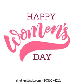 Vector illustration of hand drawn brush lettering quote Happy Women's Day for congratulation, greeting card, poster, banner on 8 March, International Women's Day