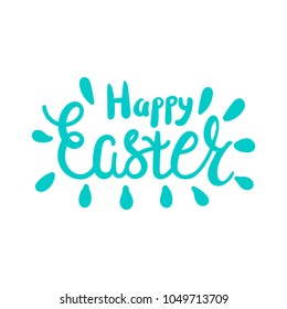 Vector illustration. Hand drawn brush lettering of Happy Easter isolated on white background