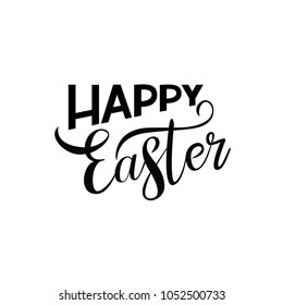 Vector illustration of hand drawn brush lettering quote Happy Easter for card, congratulation, poster, print design